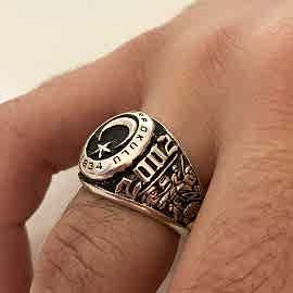 Kara Harp Okulu Yüzüğü 2002-153, KHO Ay Yıldız Yüzük, Harp Okulu Yüzüğü, Harp Okulu 2002 Mezuniyet Yüzüğü