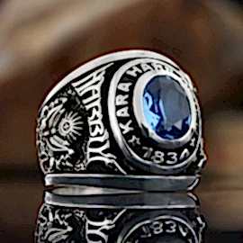 Taşlı Kara Harp Okulu Yüzüğü 1990-141, KHO 1834 Yüzük, Harbiye 1990 Anı Yüzüğü, Osmanlı Devlet Armalı Yüzük, Harp Okulu Yüzüğü