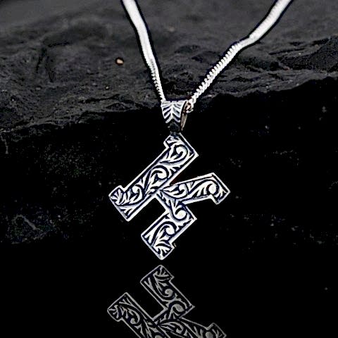 Kişiye Özel El Yapımı Gümüş K Harfli Kadın Kolye