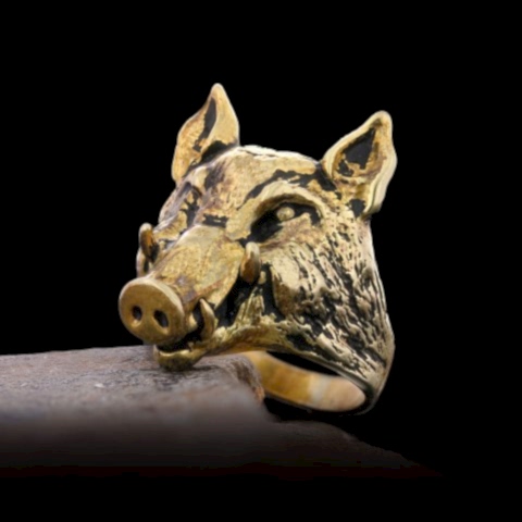 Kişiye Özel Tasarım Gümüş Domuz Yüzük