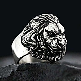 3 Boyutlu Tasarım Kızgın Aslan Yüzük