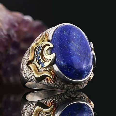 Lapis Taşlı Özel Tasarım Gümüş Erkek Yüzük, Lapis Erkek Yüzük