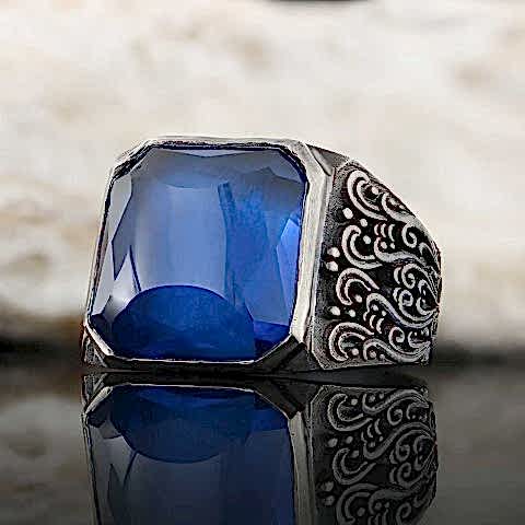 Safir Taşın Gücü Erkekler İçin Özel Üretim Yüzük Tasarımı, Safir Taşlı Yüzük ile Tarzınızı Tamamlayın