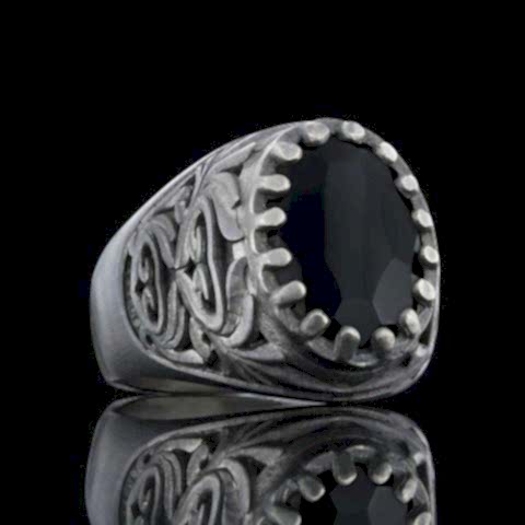 Modern Tasarım Kırmızı Oniks Gümüş Yüzük, Zarif Kırmızı Oniks Taşıyla Tasarlanmış Gümüş Yüzük, Siyah Akik Yüzük