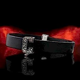 Motifli Alfabe Ç Harfi Deri Bileklik