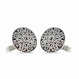 Yuvarlak Motifli 925 Ayar Gümüş Erkek Kol Düğmesi