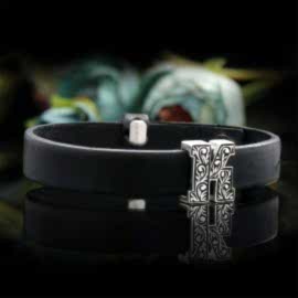 Motifli K Harfi Deri Bileklik