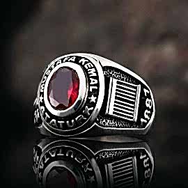 Mustafa K. Atatürk Siluetli Anıtkabir Gümüş Yüzük