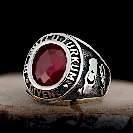 Taşlı Ne Mutlu Türküm Diyene Yazılı Atatürk Yüzük