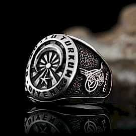 Taşsız Oval Ne Mutlu Türküm Diyene Yazılı Gümüş Yüzük