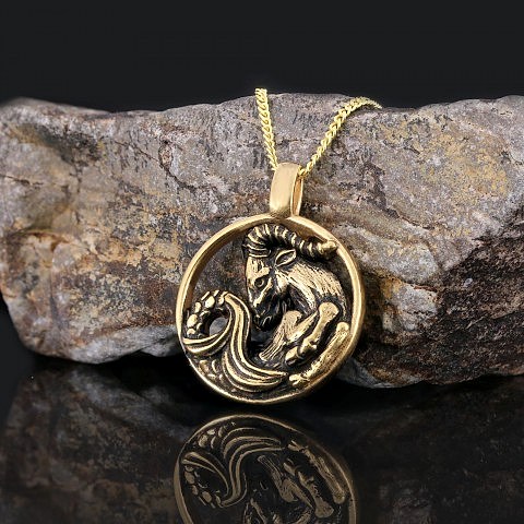 Oğlak Burcu El Yapımı Özel Gümüş Kolye