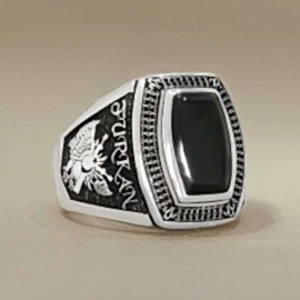 Oniks Taşlı Erkek Yüzüğü
