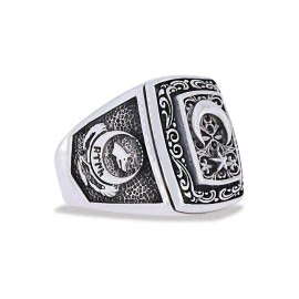 Osmanlı Armalı Göktürk Türkçeli Ay Yıldız Yüzük