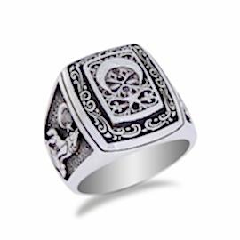 Osmanlı Tuğralı Göktürk Türkçe Motifli Ay Yıldız Yüzük