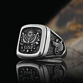 Osmanlı Yüzüğü Devlet Armalı & Ay Yıldız