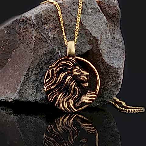 Özel Tasarım 925 Ayar Gümüş Aslan Burcu Kolye