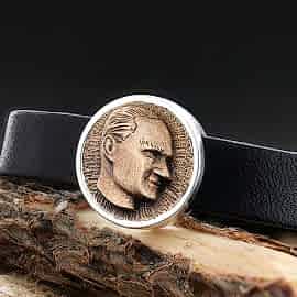 Özel Tasarım 925 Ayar Gümüş Atatürk Silüetli Bileklik