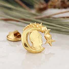 Özel Tasarım Ay Yıldız İçinde Atatürk Siluet Gümüş Rozet