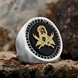 Özel Tasarım Hz. Ali Silüeti ve Kılıçlı Yüzük