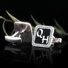 Özel Tasarım Kare Baş Harfli 925 Ayar Gümüş Erkek Kol Düğmesi