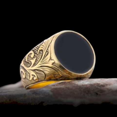 Özel Tasarım Oniks Taşlı 925 Ayar Gümüş Yüzük, Oniks Yüzük, Gümüş Erkek Oniks Yüzük
