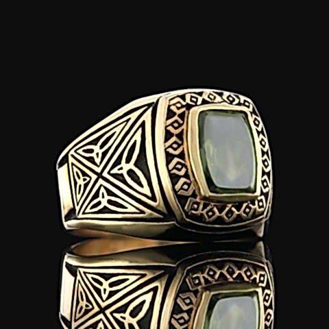 Özel Tasarım Tourmaline Taşlı Yüzük, Simetrik Desen İşlemeli Tourmaline Erkek Yüzük