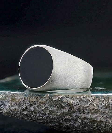 Özel Tasarım Yuvarlak Oniks Taşlı Yüzük, Sade Oniks Taşlı Yüzük, Oniks Taşlı Gümüş Yüzük