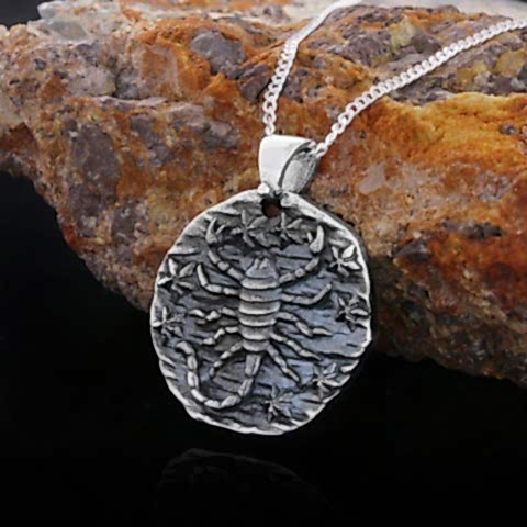 Özel Üretim Akrep Burcu Kolye Gümüş