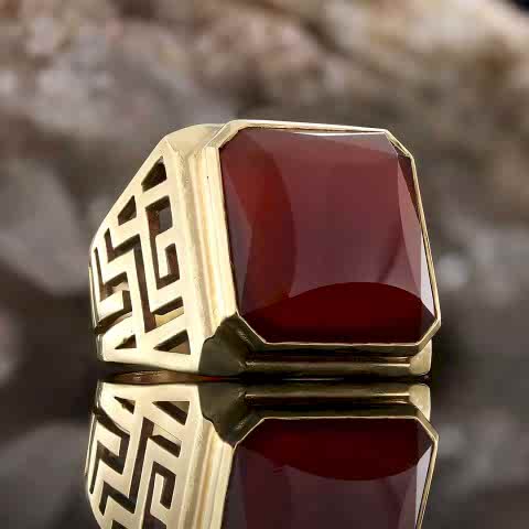 Özel Üretim Kırmızı Akik Taşlı Erkek Yüzük, Özel Tasarım Kırmızı Akik Taşlı Erkek Yüzük