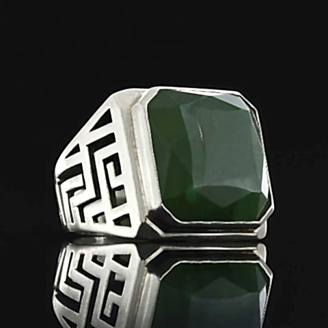 Özel Üretim Yeşim Taşlı Erkek Yüzük, Özel Tasarım Yeşim Taşlı Erkek Yüzük
