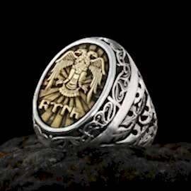 Selçuklu Kartallı Göktürkçe Türk Yüzüğü