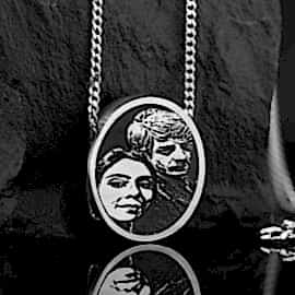 Çiftler Özel Tasarlanıp Üretilen 925 Ayar Gümüş Resimli Kolye