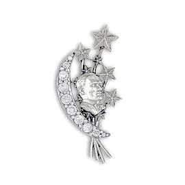 Taşlı Atatürk Siluetli Gümüş Broş