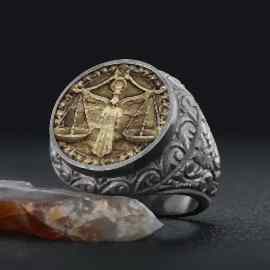 Terazi Burcu Gümüş Yüzük