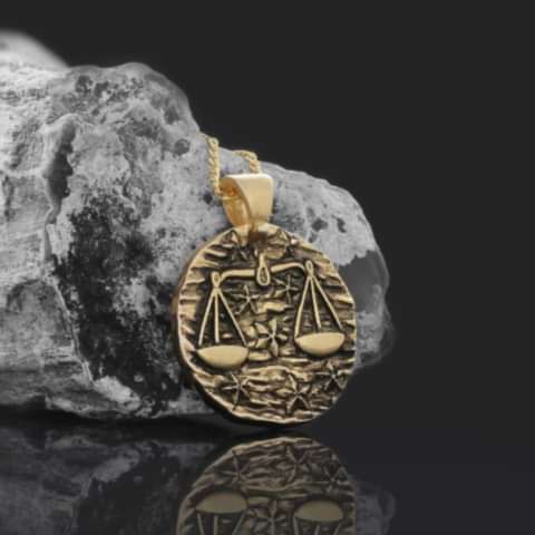 Terazi Burcu Kolye Altın Kaplama Özel Tasarım Zodyak Koleksiyonu