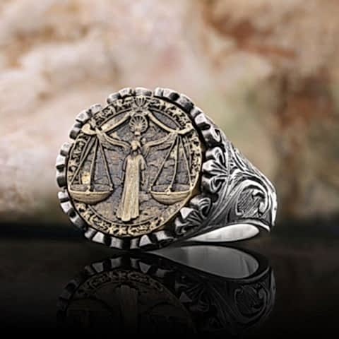 Terazi Burcu Yüzük, 925 Ayar Gümüş Terazi Burç Yüzük