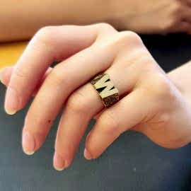 W Harfi Monogram 925 Ayar Gümüş Bayan Yüzük