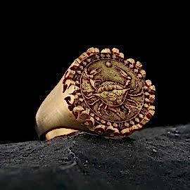 Yengeç Burcu 925 Ayar Gümüş Yüzük