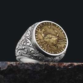 Yengeç Burcu Gümüş Yüzük